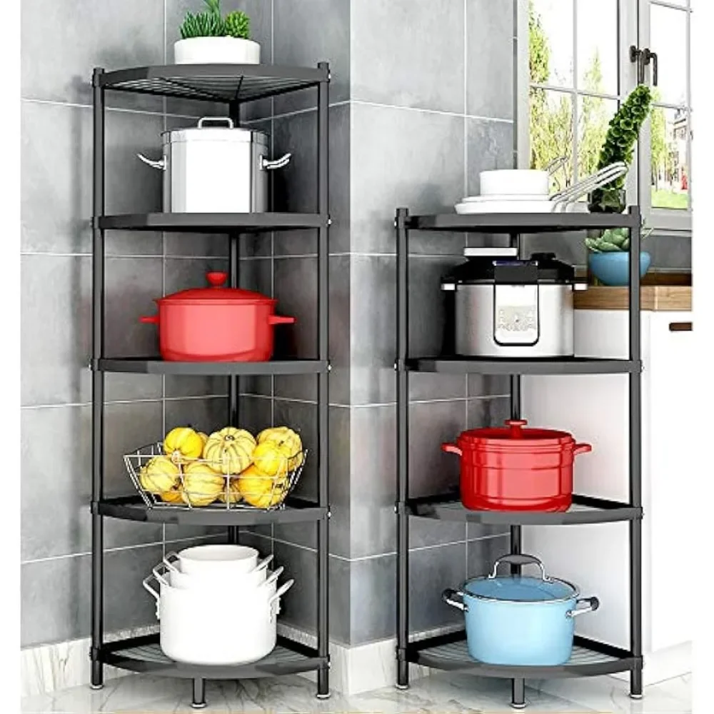 Kitchen Corner Shelf Rack, Multi-layer Pot Rack Storage Organizer Stainless Steel Shelves Shelf Holder