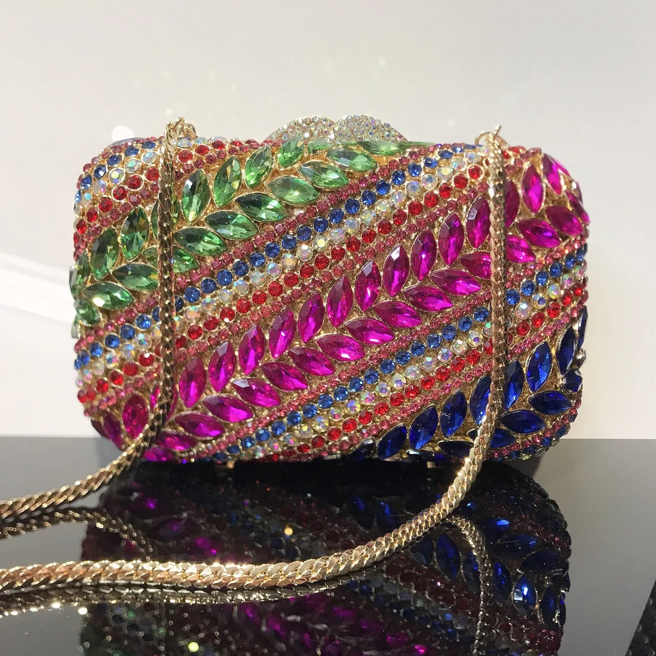 

Wheat Ear Glass Diamond Dinner Bag Banquet Rhinestone Clutch Evening Dress Women's Clutch Niche Design Diamond-Studded Mini Bag