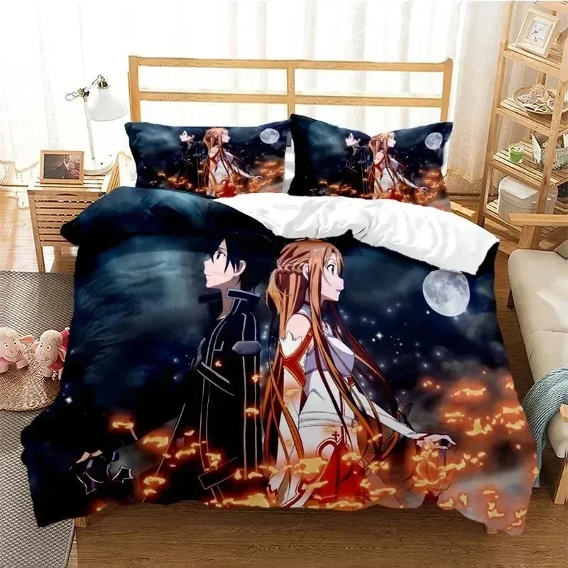 

Cartoon Asuna Sword Art Online Bedding Set 3D Printed Suitable for Bedroom Duvet Cover Set With Pillowcases Kids Home Textile