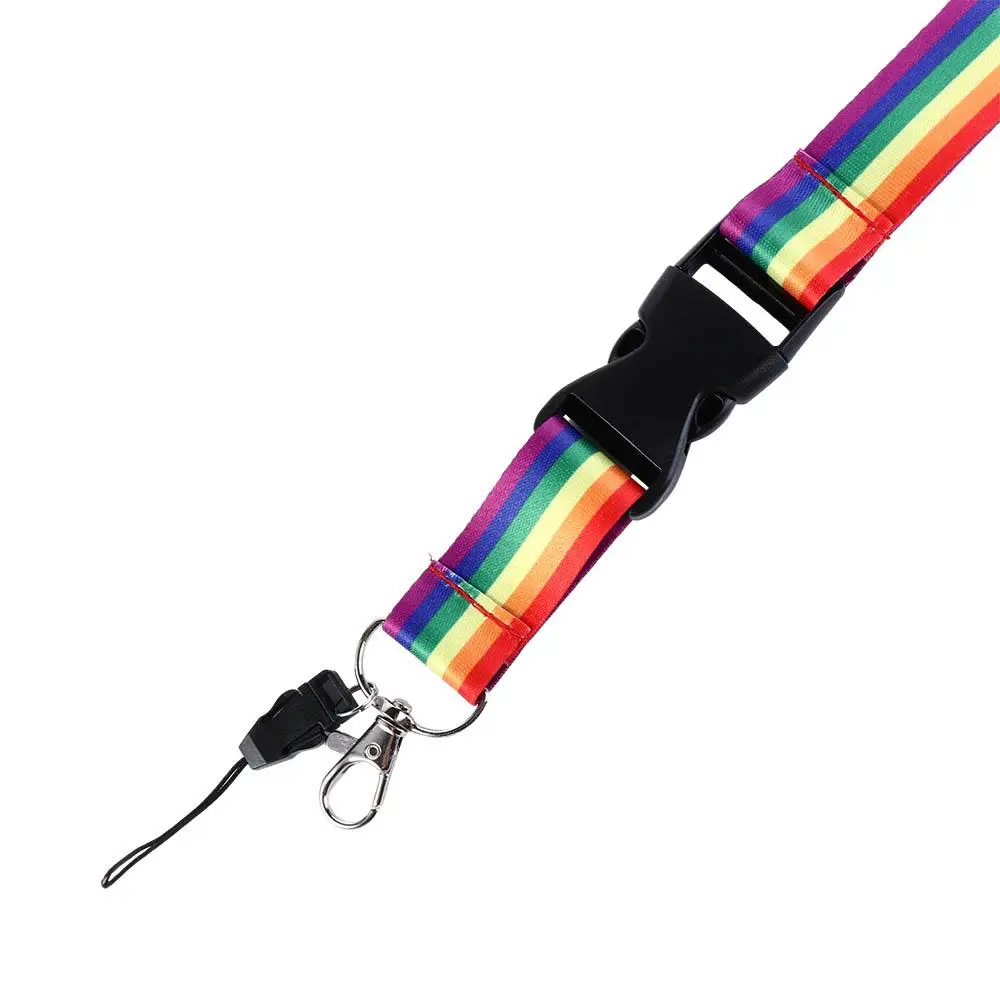 

Whistle Lanyard Strap Key Ring Holder Name Tag Phone Badge Rainbow Color Neck Straps Phone Hang Rope Rainbow Lanyard
