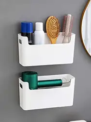 WORTHBUY Multifunctional Punch Free Wall Mounted Hair Dryer Storage Box,Cosmetic Cleaning Supplie Storage Organizer For Bathroom