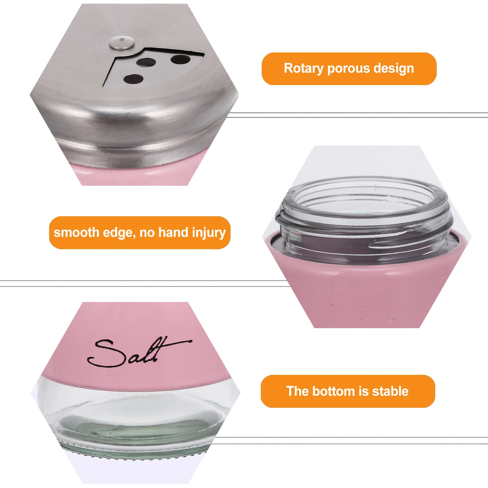 

2Pcs Glass Seasoning Shakers Kitchen Jars Stainless Steel Lids Salt Pepper Sugar Spice Storage Containers Seasoning Shaker