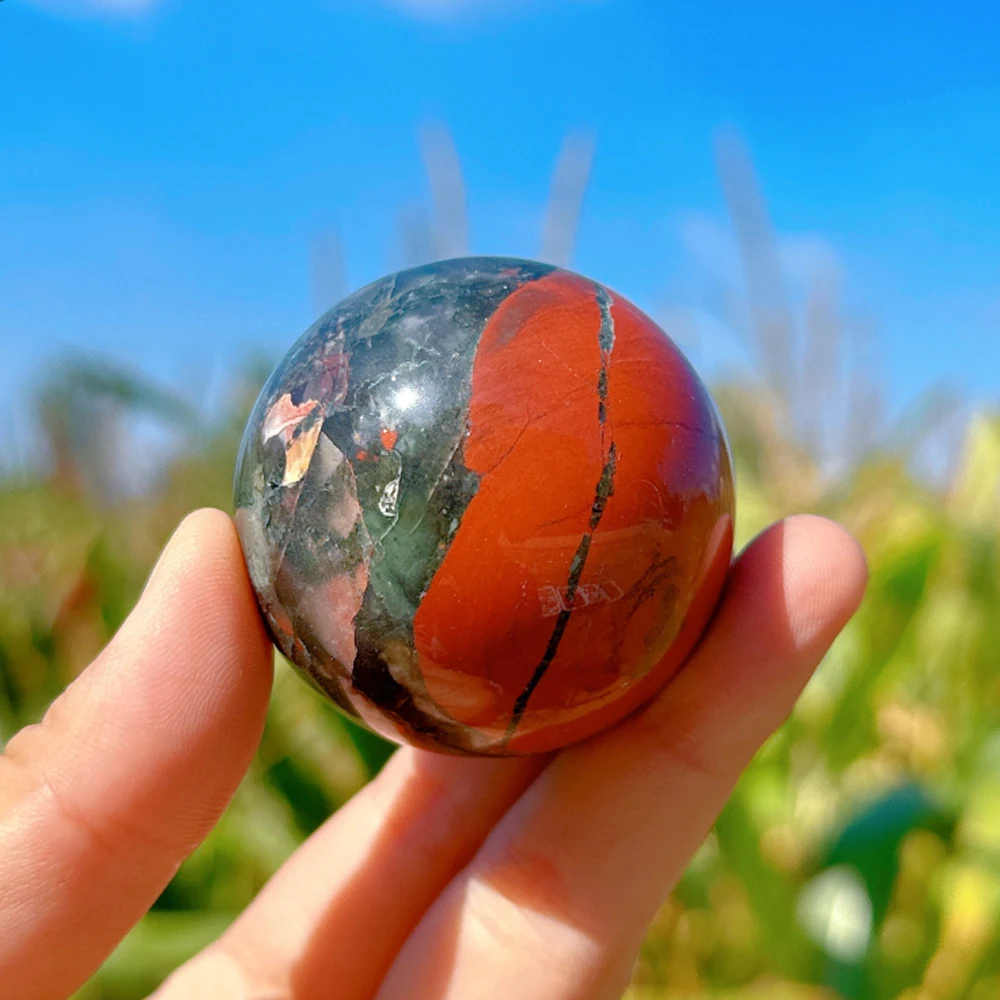 1PC African Bloodstone Sphere, Polished African Bloodstone Sphere Crystal Mineral Collection  Loose Gemstones