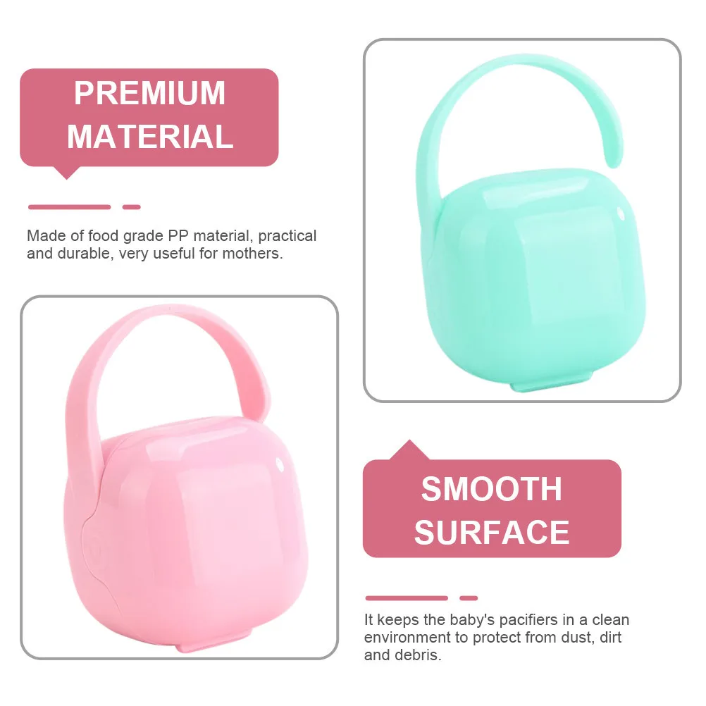 

2Pcs Pacifier Storage for Baby Care Travel Soother Case with Handle Portable Protective Container Keeps Nipples Clean on Outings