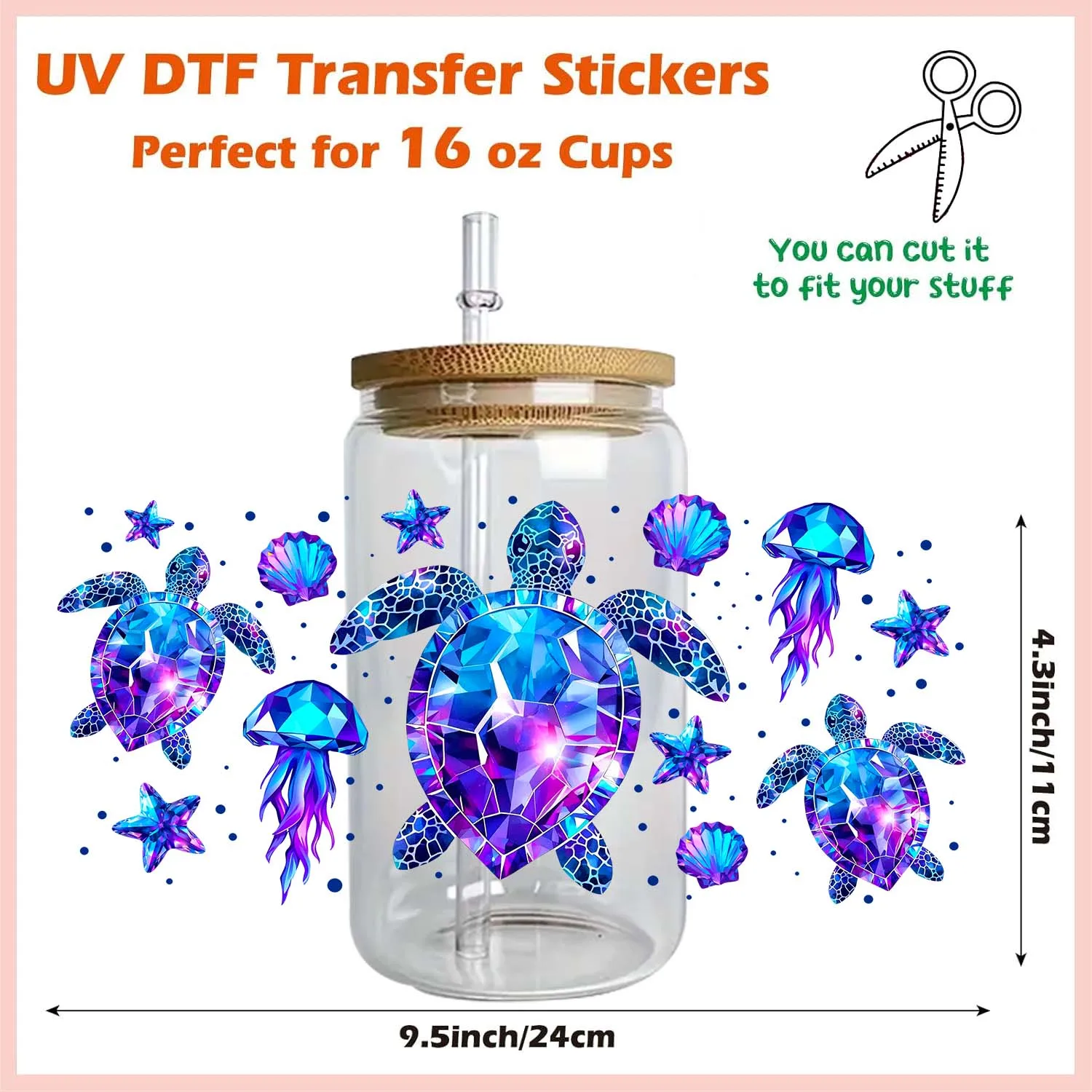 1/5pcs set Summer Vibe beach 16oz UV DTF Waterproof DIY Decoration Decals 3D transfers uvdtf stickers 16oz uv dtf cup wraps