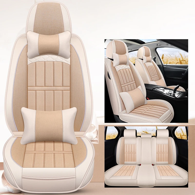 

1/5PCS Flax Car Seat Covers For Kia Cerato Honda Fit Civic City CRV Jazz Accord 7 8 Vezel Auto Interior Accessories Breathable