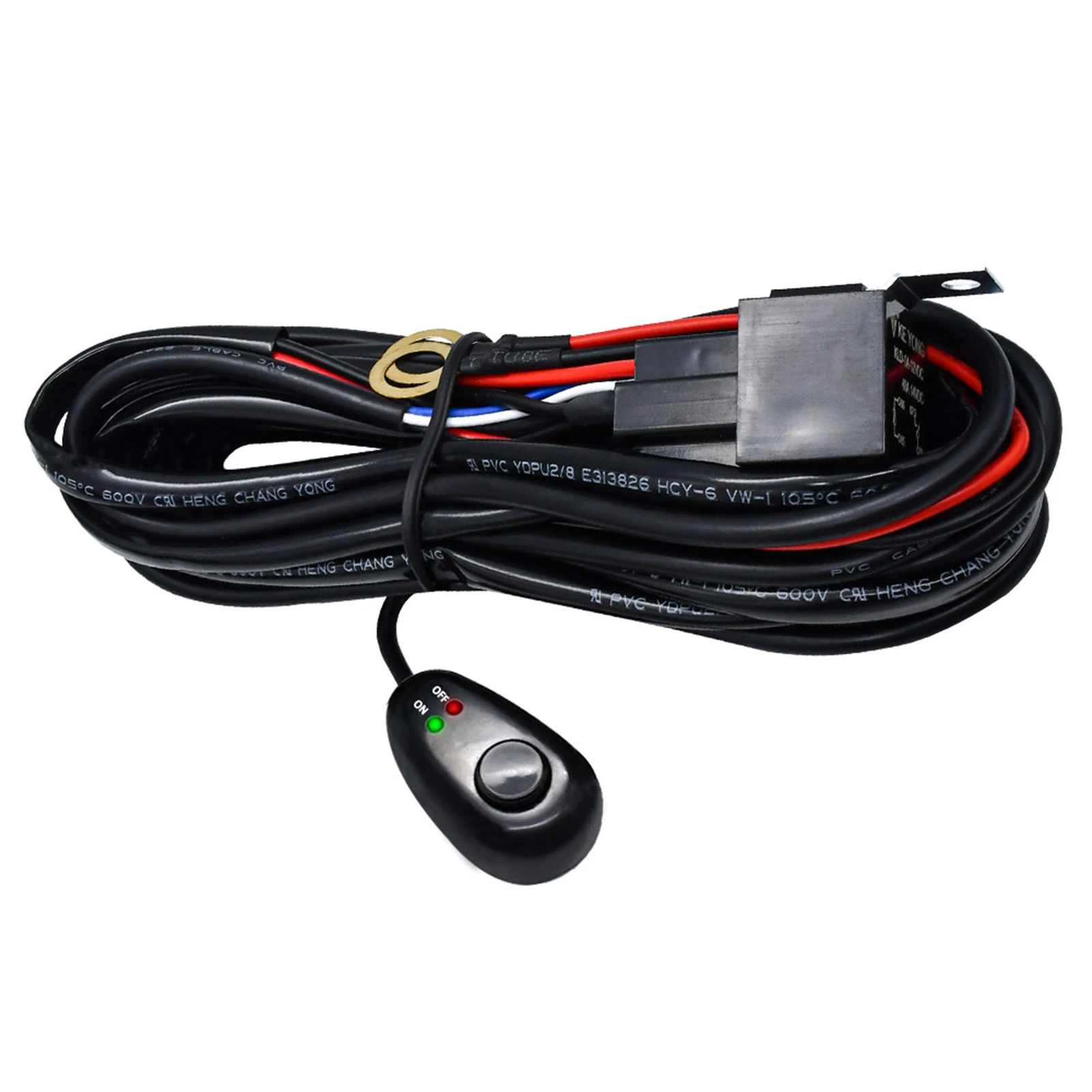 

LED Light Bar Wiring Harness Kit, 300W 2 Leads 16 AWG Universal LED Wiring Harness with 12V 40A Relay On & Off Switch
