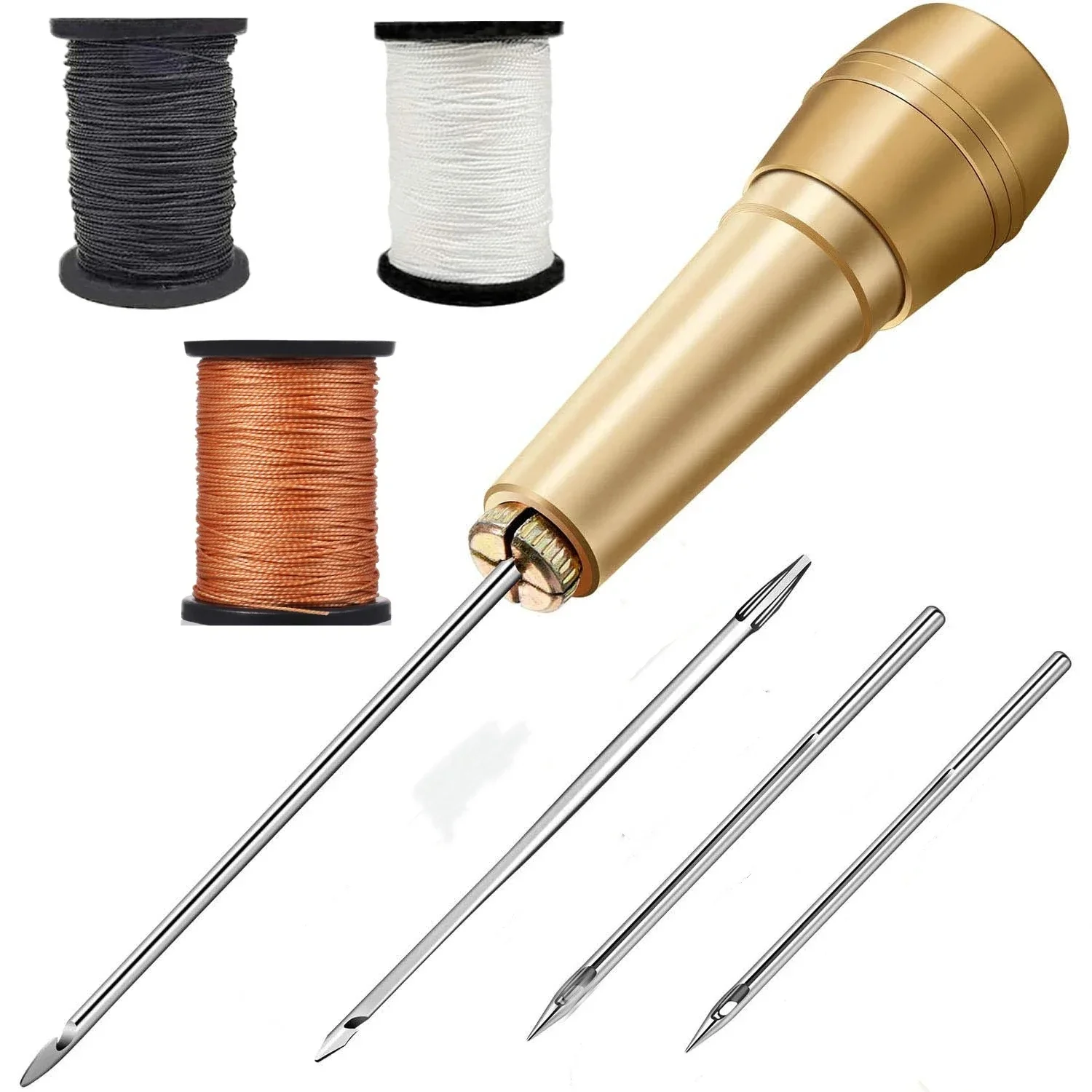 Leather Sewing Kit DIY Copper Awl For Shoe Repair, Straight Hook, Multi Needle Awl For Shoe Repair, Nylon Thread For Shoe Sole