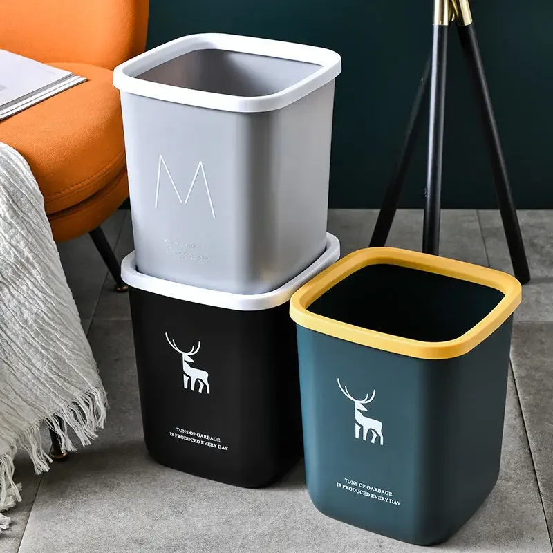 Plastic Wastebasket Home Living Room Bedroom Kitchen Bathroom No Lid Nordic Paper Basket Garbage Bin  Dustbin