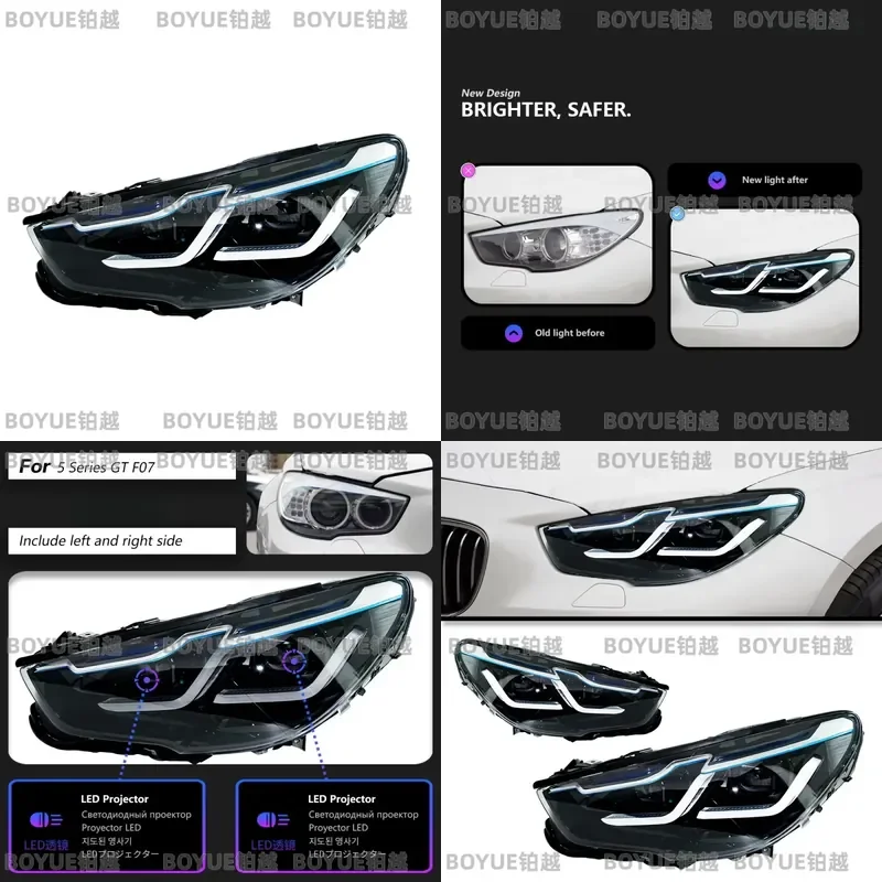 Suitable for BMW 5GT Modified Blueberry LED Lens Headlights Daytime Running Lights F07 Car