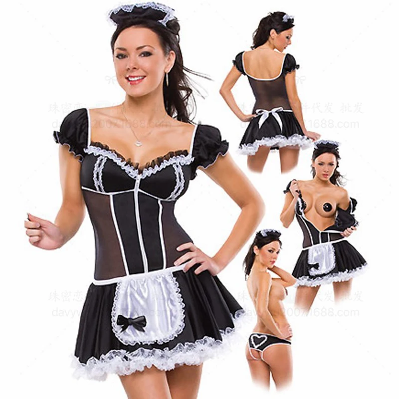 

Women's Nite French Maid Cosplay Costume Women Sexy Exotic Apparel Maid Cosplay Exotic Servant Costume For Halloween