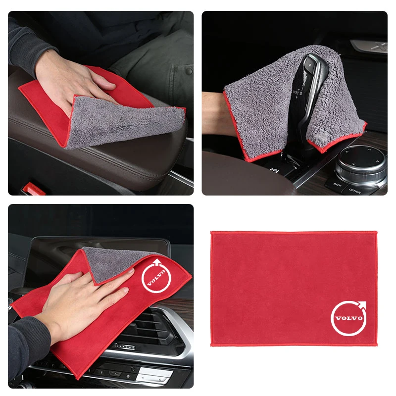 Microfiber Towel Car Logo Auto Cleaning Care Accessories For Volvo V90 XC90 XC60 V60 V40 S60 T6 C30 V50 V70 S90 XC40 S80 Olestar