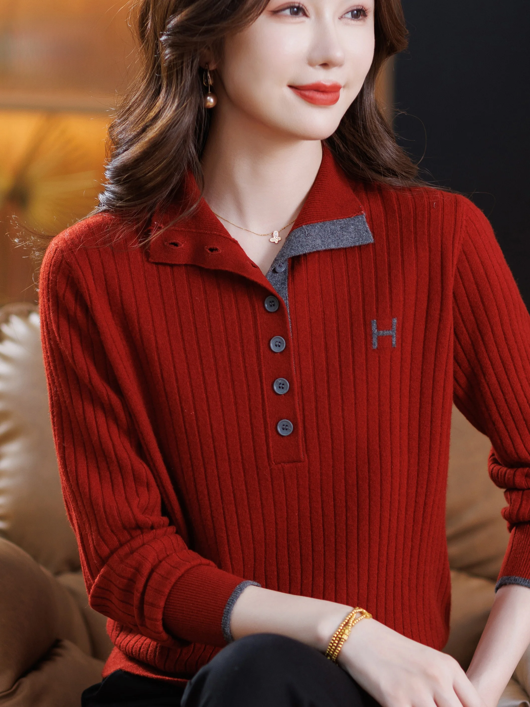 

Повседневный свитер из чистой шерсти Ne 00, женский модный трикотаж, дышащая теплая длина-стойка, стандартная длина