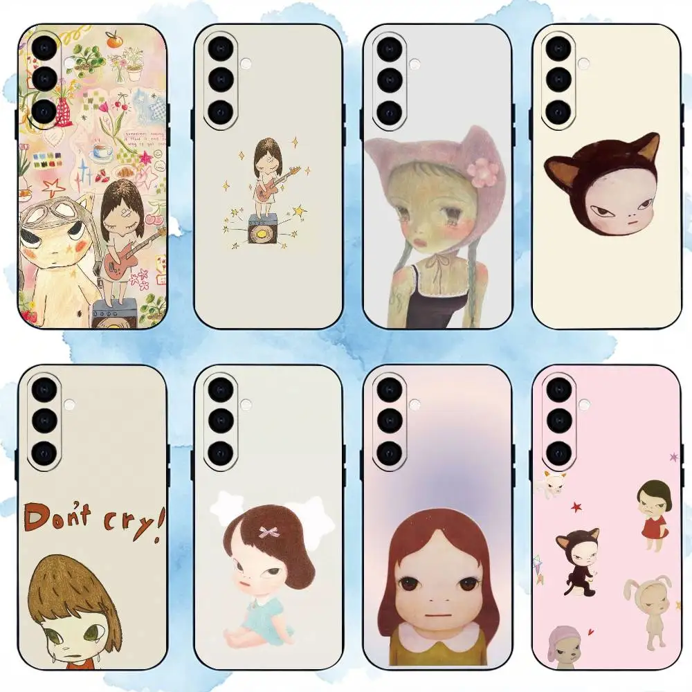 Cute Y-Yoshitomo Nara gift Phone Case For Samsung Galaxy A73,A72,A71,A70,A53,A52,A51,Soft Silicone Black Cover