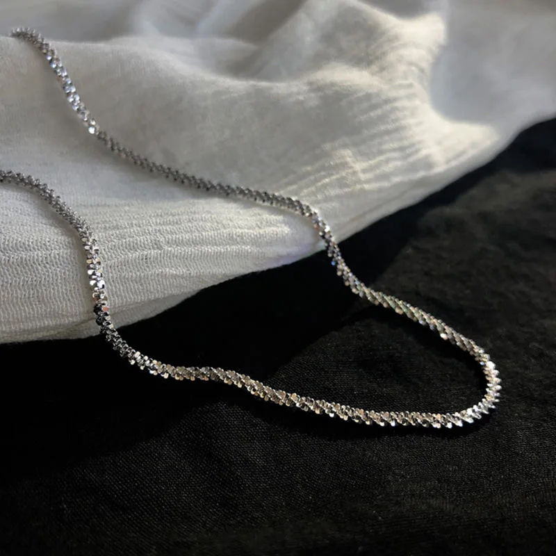 2023 neue Beliebte Silber Farbe Funkelnden Schlüsselbein Kette Choker Halskette Für Frauen Edlen Schmuck Hochzeit Party Geschenk