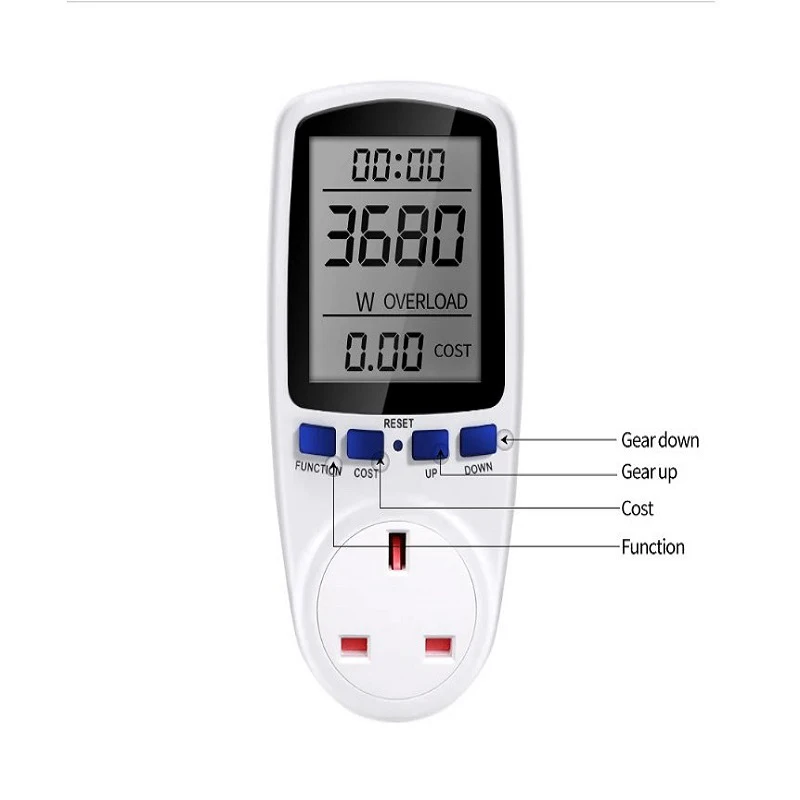 Digital LCD Power 220V Meter Wattmeter Socket Wattage Kwh Energy Measuring Outlet EU Plug Overload Protection 7 Display Models