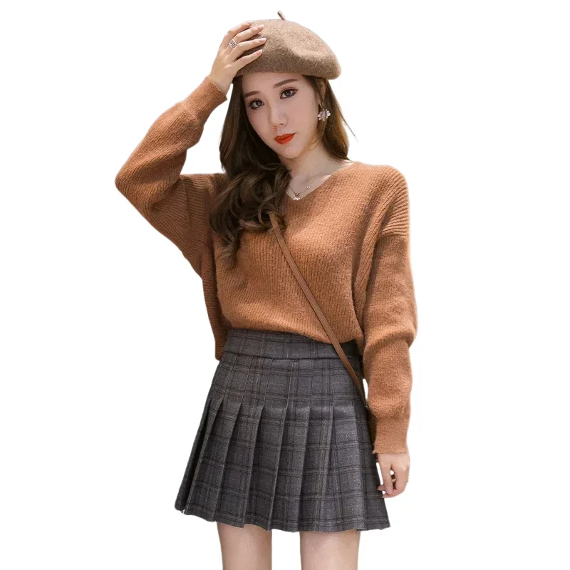 New Plaid Streetwear Black High Waist Harajuku Clothing Fashion Skirt Autumn Winter Elastic Force Pleated Skirt