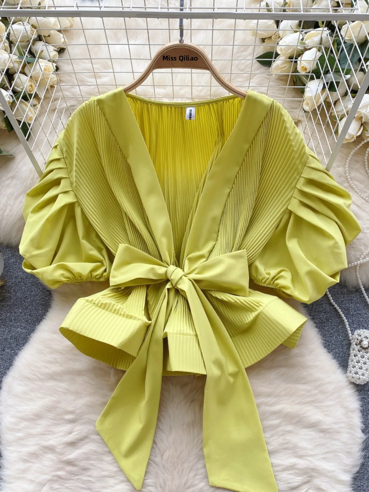 Hong Kong Sle Bubble da donna Sve irt Cintura in vita di lusso Primavera Autunno Top Faion Pendolarismo Loose Fit ort Sve