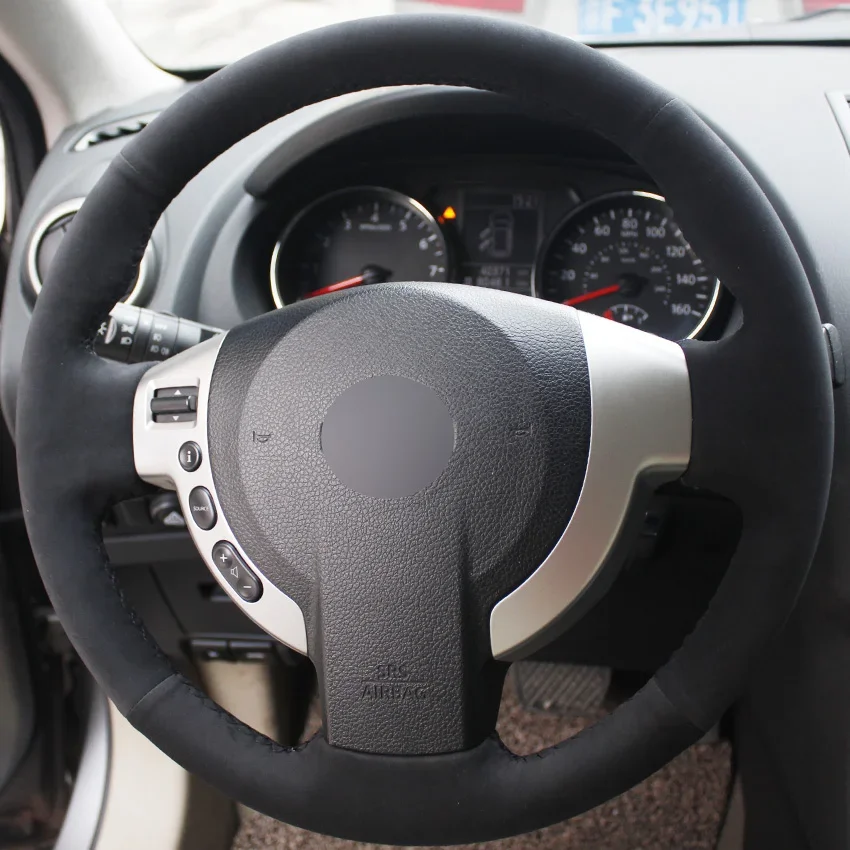 

Black Suede Hand-stitched Car Steering Wheel Cover for Nissan QASHQAI X-Trail NV200 Rogue