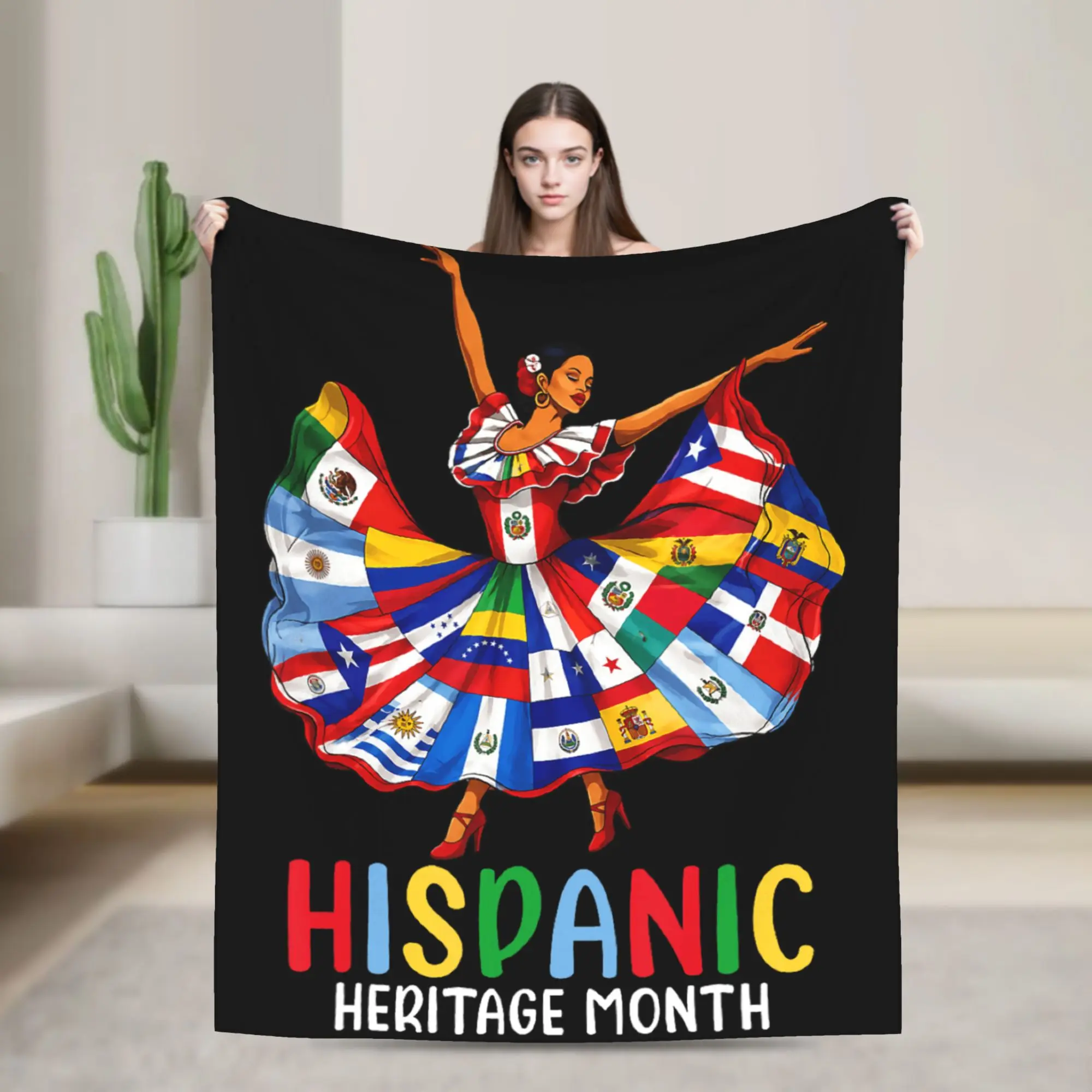 Warm Blankets Travel Car Hispanic Heritage Month Latino All Countries Flag Throw Blanket Novelty  Bedspread For Outdoor