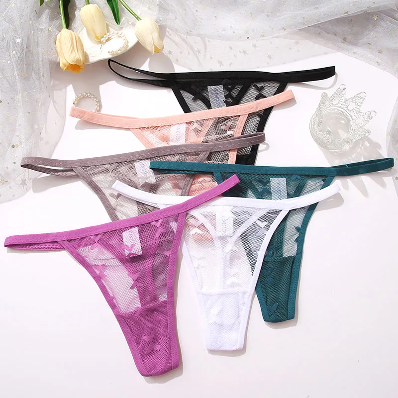 Tanga transparente Sexy para mujer, bragas de Color sólido, cintura baja, parte trasera en T, lencería sin costuras, 1 unidad