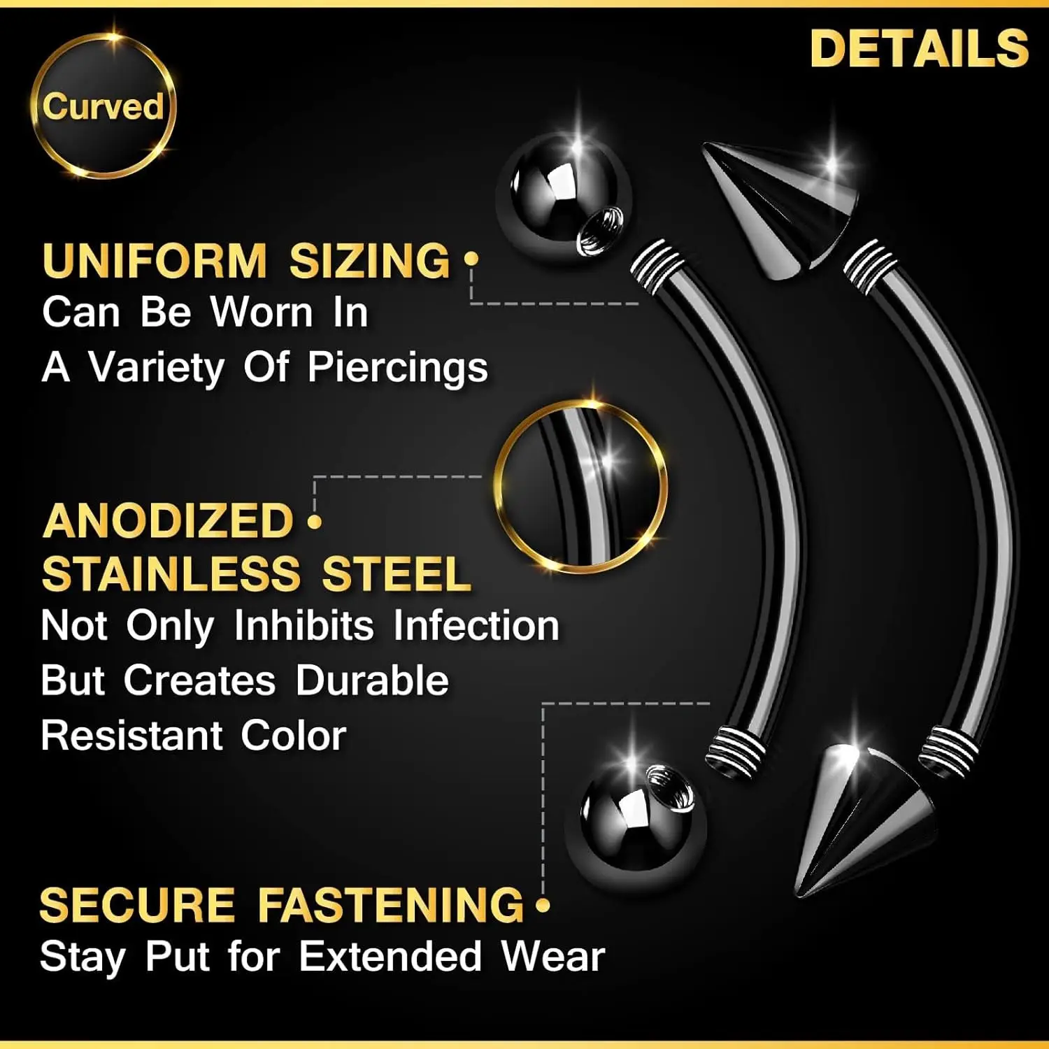 32pc/set Surgical Steel Curved - Rook Curved Barbell review and price