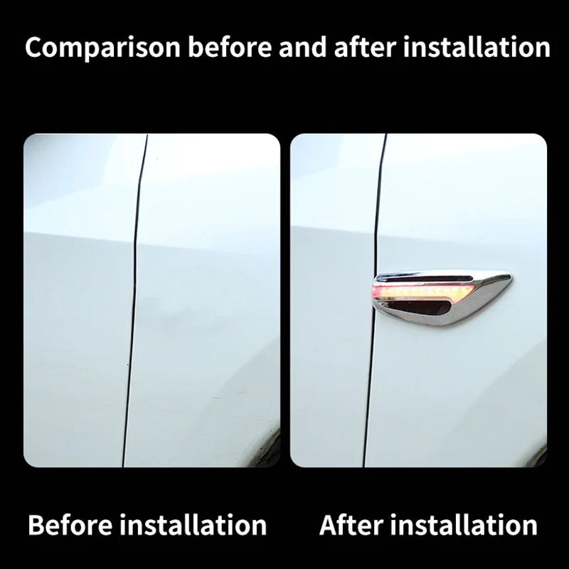 أضواء جانبية للوحة أوراق الشجر للسيارات، أضواء نهارية تدفق LED، إشارات انعطاف التدفق، ديكور معدل، متابعة عالمية #3