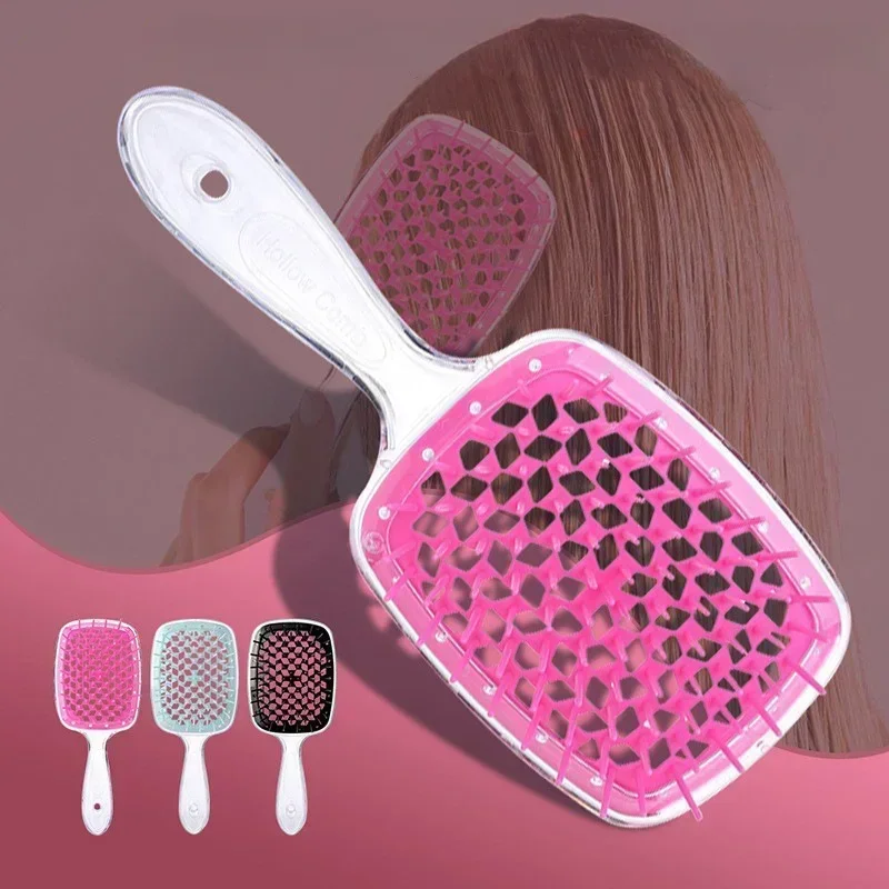 Fluffy Hair Styling Comb Hollow Hairdressing Comb Smoothing Honeycomb Comb Plastic Head Massage Brush Dry Wet Hollow Out Brush