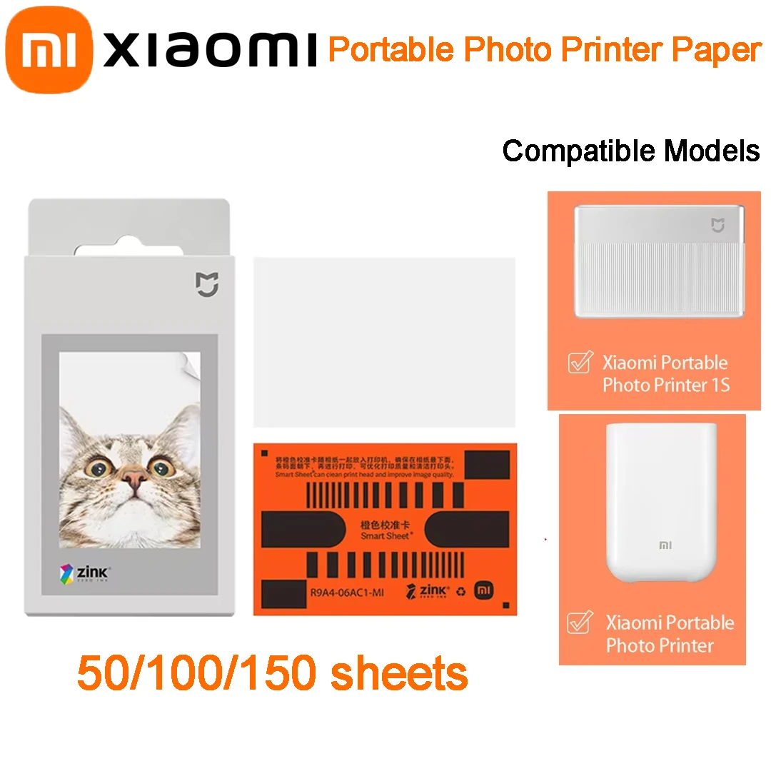 

Оригинальная бумага для карманного принтера Xiaomi ZINK, самоклеящаяся, для фотопечати, 50/100/150 листов, для мини-принтера Xiaomi 3 дюйма