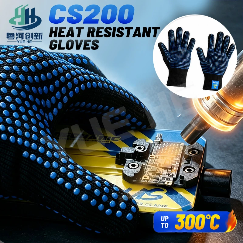 MECHANIC CS200 Heat Resistant Anti-Scald Gloves Non-Slip Dot Design Elastic Ribbed Cuff For PCB Repair Oven Mold Processing