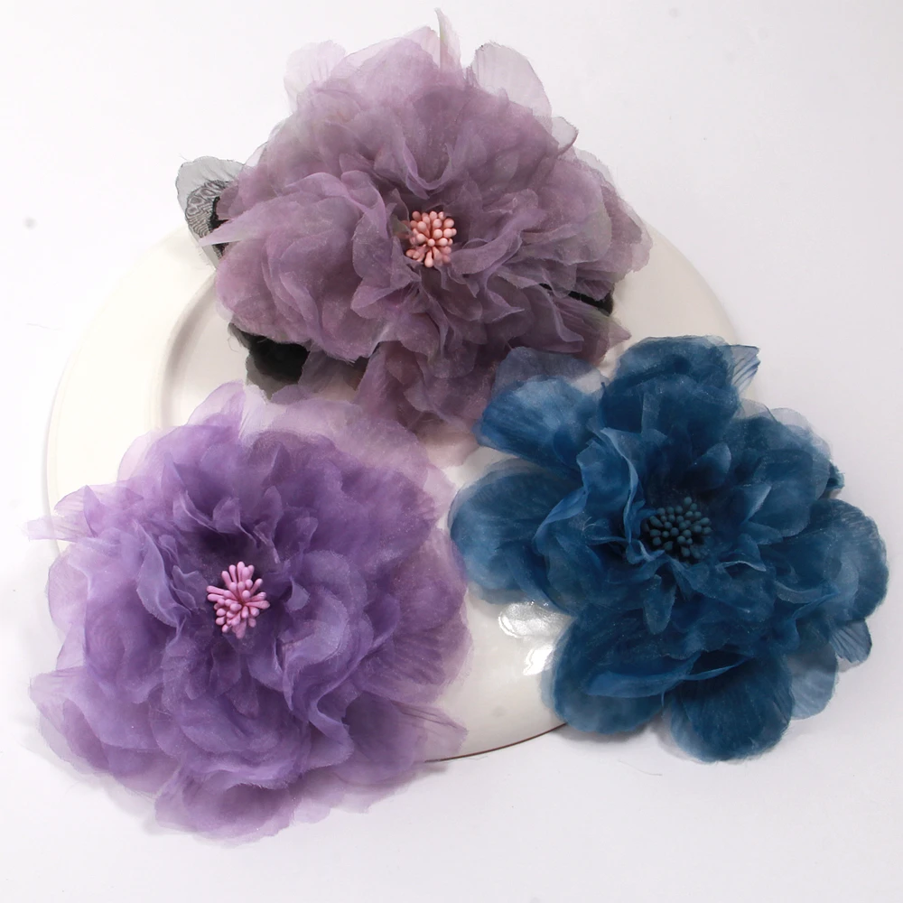 Chiffon Organza Flower Chiffon Sewing Accessory DIY Fabric Artificial Flowers For Wedding Dress Shoes Hats Hair Decoration