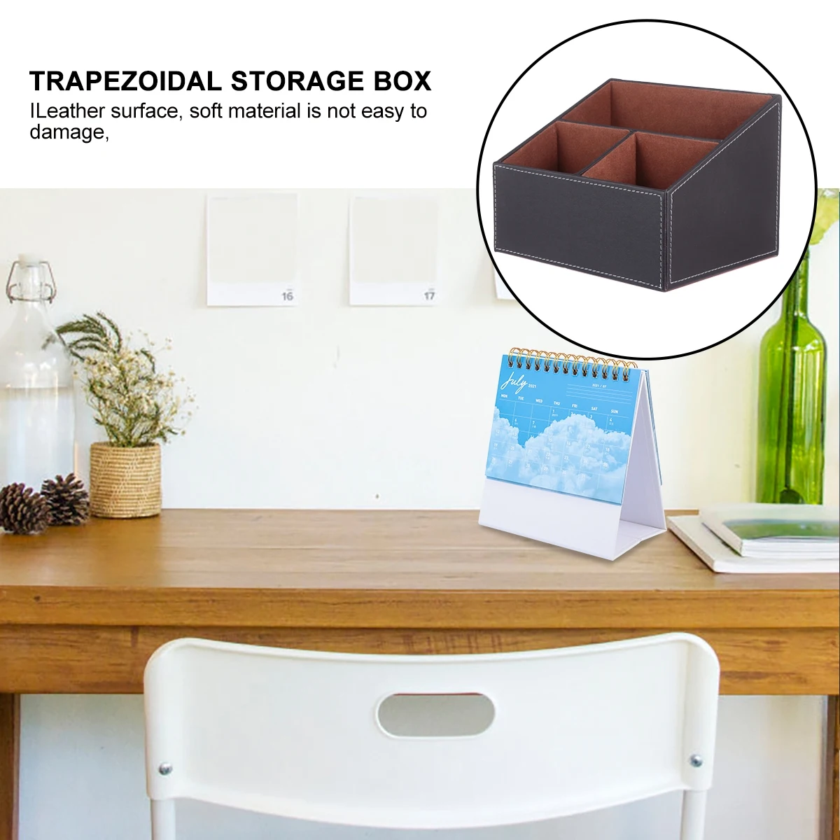 

Thickened Desktop Storage Box 3 Grids Waterproof Surface Makeup Organizer Fleece Lining Wear-Resistant Flannel for Home