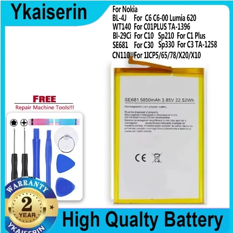 Battery for Nokia C6 C6-00 Lumia 620/C01 C1 PLUS TA-1396/C01PLUS TA-1396/C10/C30/C3 TA-1258/CN110 1ICP5/65/78/X20/X10 Batteries