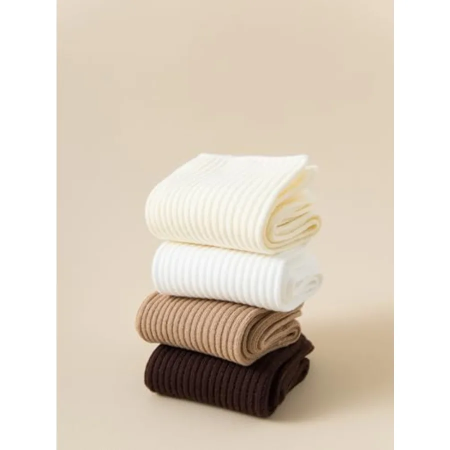 جوارب قطنية للنساء مقاس 79 مثالية للتمرين الخريفي والملابس غير الرسمية والراحة اليومية مع تصميم لطيف 6 عبوات من الجوارب الطويلة