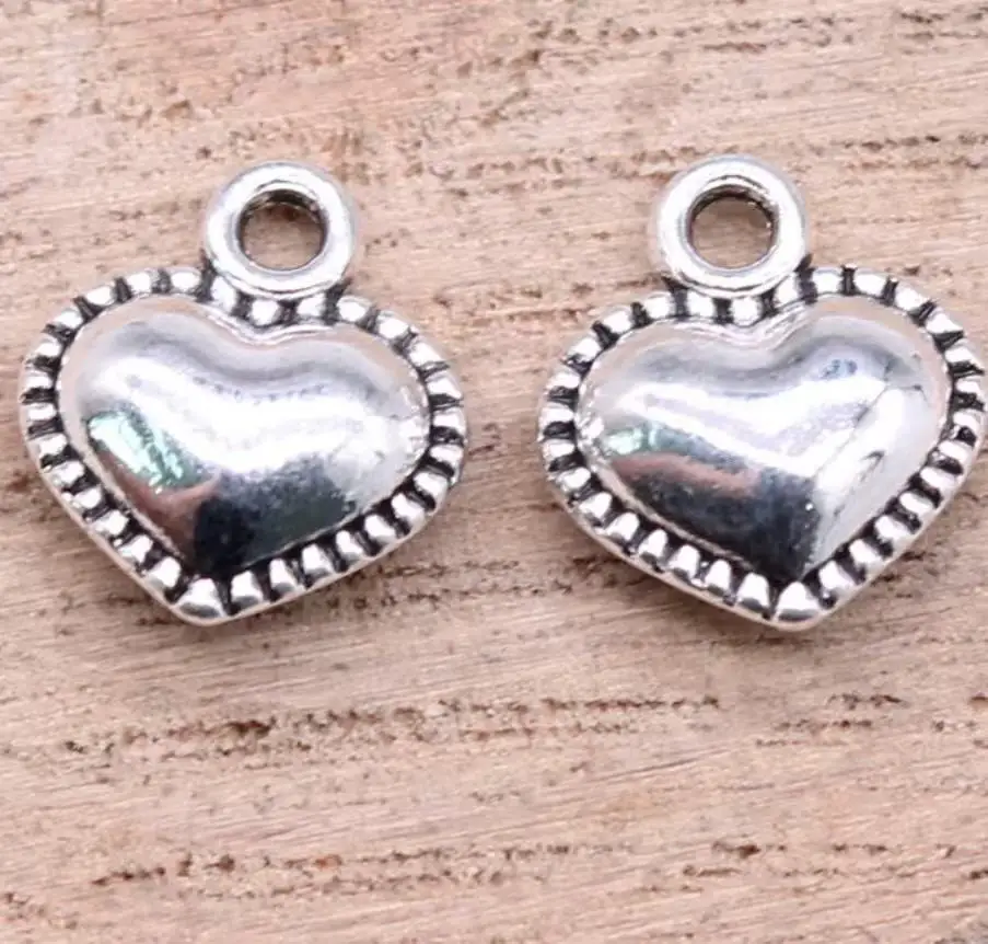 

15pcs 13x12mm Alloy matel tibetan silver heart pendants HWEF3801