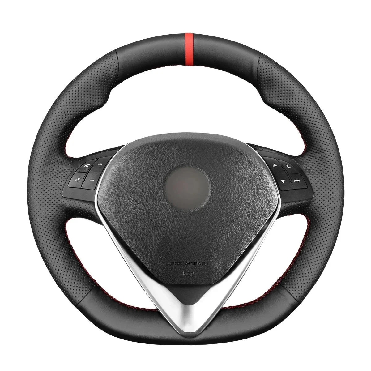 Red Marker Black Leather Car Steering Wheel Cover for Alfa Romeo Giulietta 2014 2015-2020 2021 MiTo 2016 2017 2018-2019