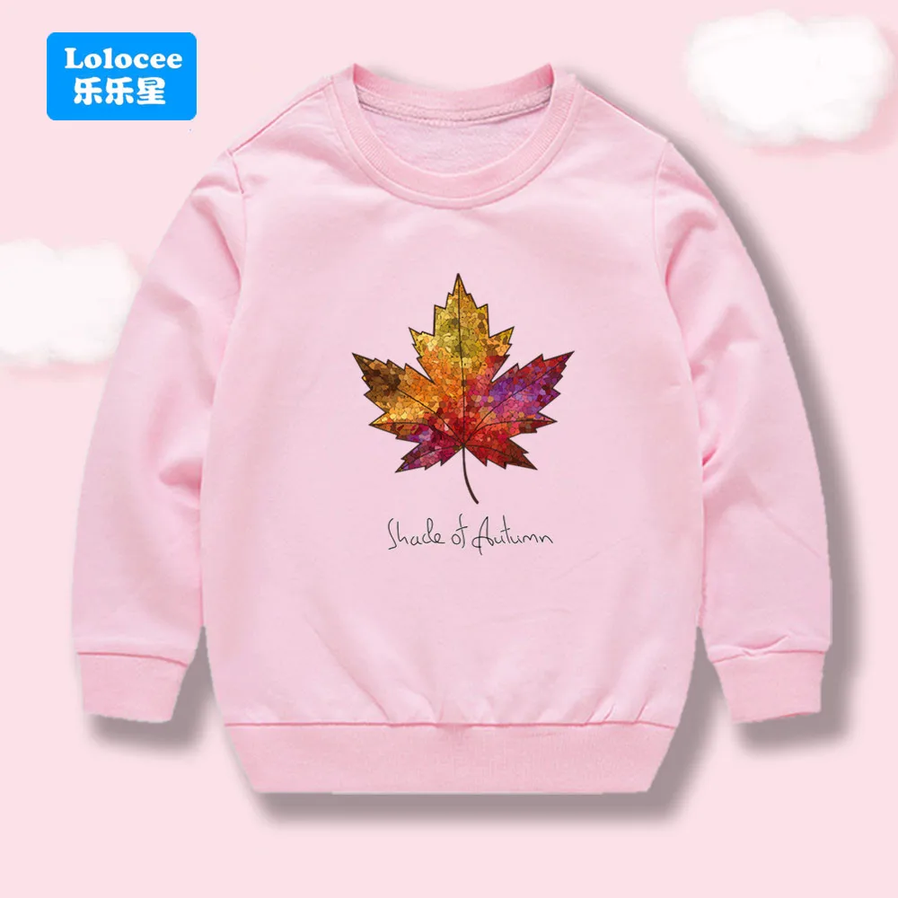 

Little Toddler Girl Sweatshirt Maple Leaf Print Crewneck Long Sleeve Pullover Tops Kids Cute Spring Fall Cotton Clothes FY1