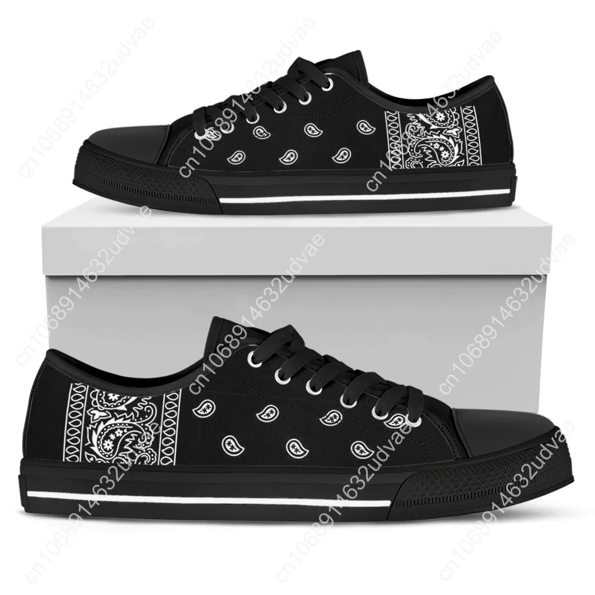 Black White Red Blue Bandana Paisley Womens Sneakers Flat Shoes High Quality Gifts Art Her Fashion Casual Footwear 2022 3