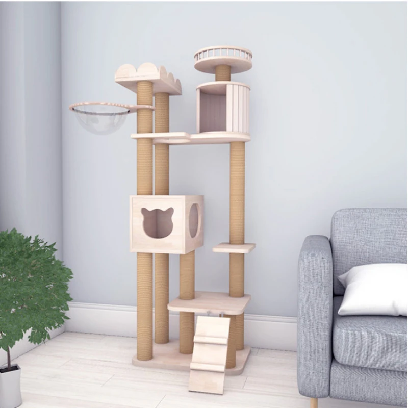 Multi-storey Solid Wood Cat Villa Multifunctional Large Cat Climbing Frame Multi-Cat Oak Castle Cat Scratching Post Pet Toy