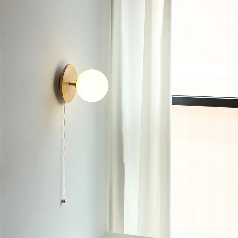 Imagem -04 - Iwhd-glass Ball Luzes Led Parede com Interruptor de Corrente Pull Quarto Café Banheiro Espelho Stair Light Cobre Abajur Wandlamp Luminárias