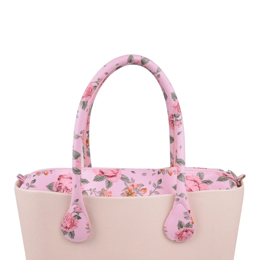 TANQU New 1 Pair Short Long Floral Print Soft Faux PU Leather Handle for Obag Classic Mini O Bag Women Shoulder Handbag