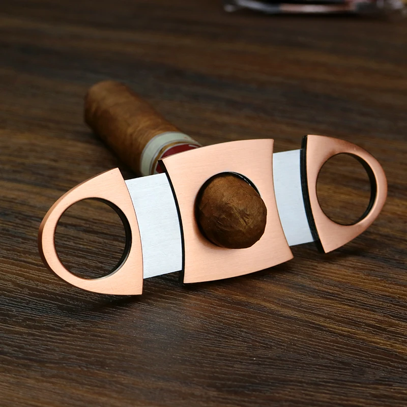 Stainless Steel Cigar Guillotines Double Blades Gold Cigar Cutter Punch Pocket Gadgets Zigarre Cigarette Knife Smoking Accessory