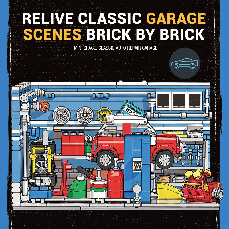 746PCS Mini Auto Repair Car Shop Building Blocks City Garage Scene Model Bricks Desktop Ornament Assembly DIY Toys Holiday Gifts