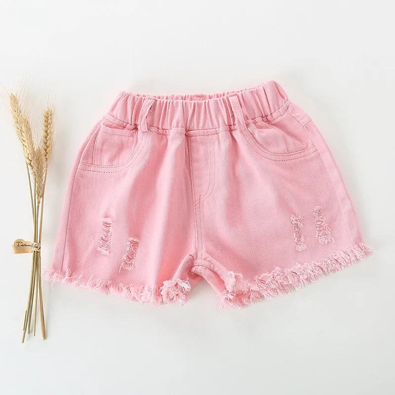 

Girl's Ripped Denim Shorts Children's Versatile Western-style Korean Version Wearing Short Pants Casual Summer Hot Pants