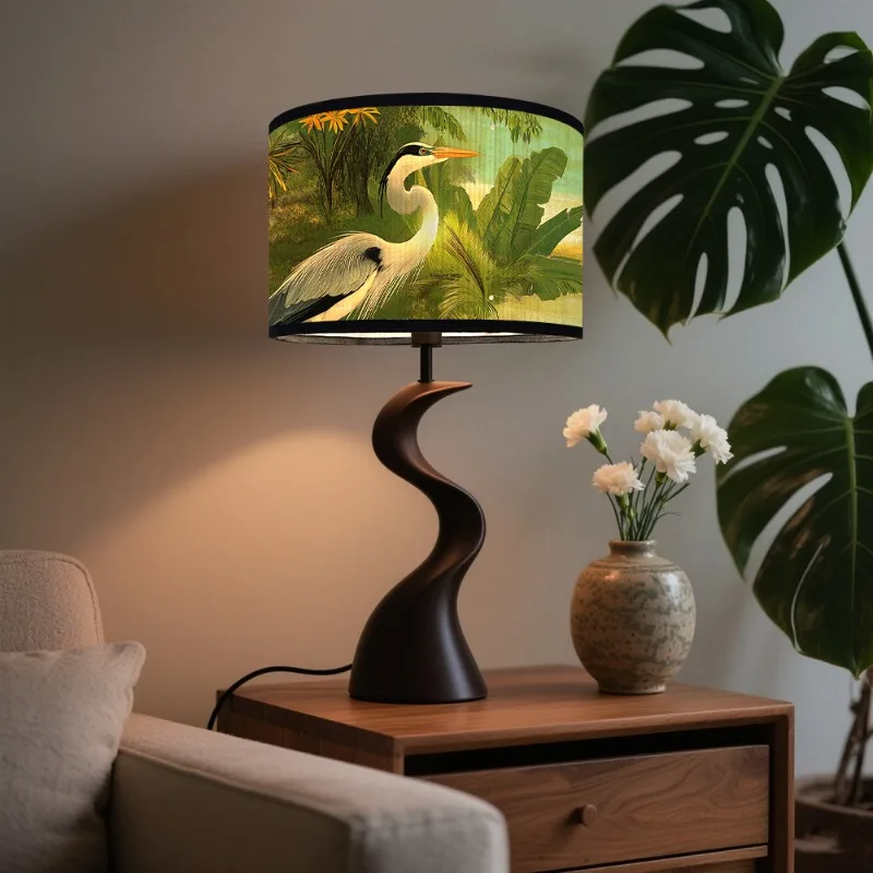 

30x30x20cm Vintage Floral Bird Pattern Lampshade Durable Bamboo Lamp Cover for Table Floor Pendant Lamp Home Cafe Homestay Decor