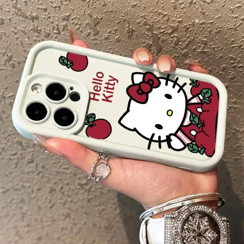 حافظة هاتف Miniso Sanrio Lovely Hello Kitty لهاتف آيفون 16 15 14 13 11 12 PRO MAX XR 8 PLUS Apple KT Cat حافظة هاتف مضادة للسقوط Y2k
