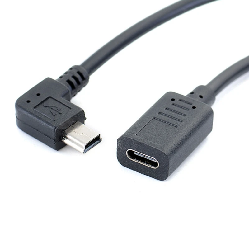 Mini USB to Type C Adapter Cable 5 Pin Male Mini USB to Female USB Type C Data Transfer Connector for GoPro MP3 Camera PC