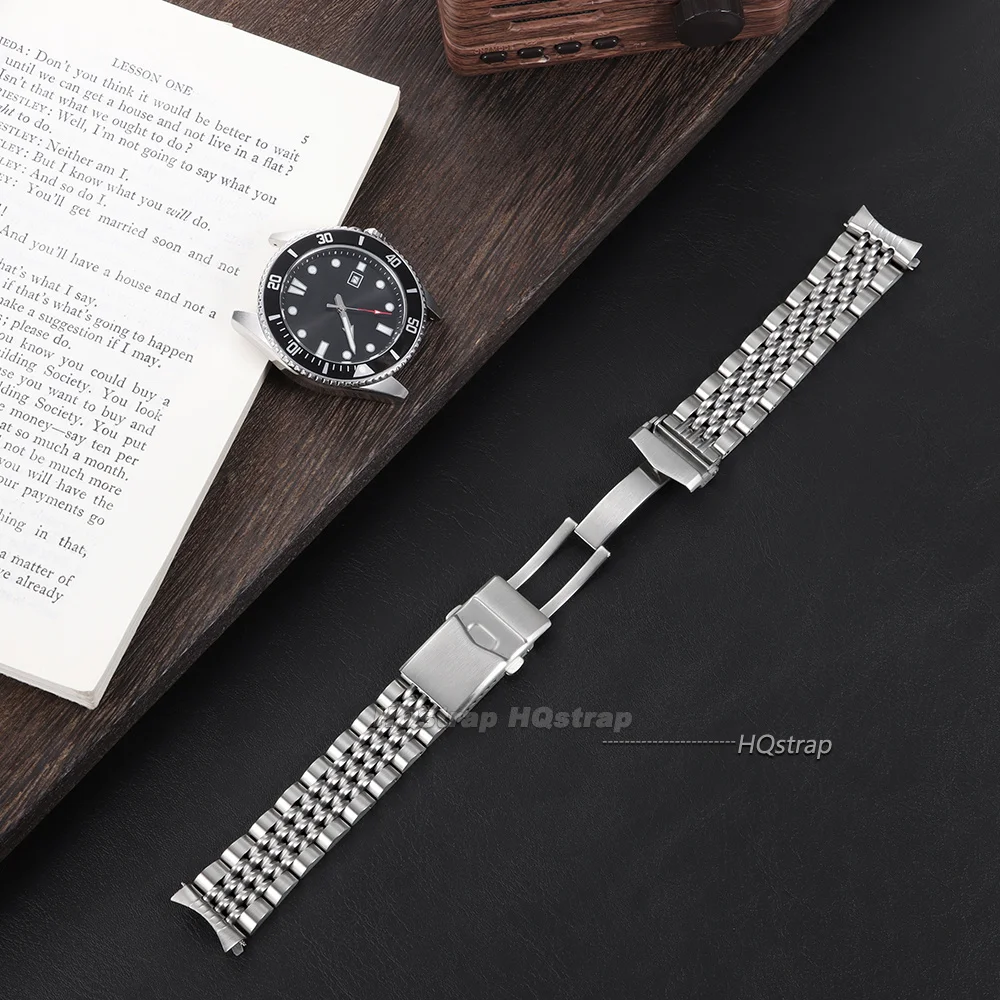 Straight/Curved End Stainless Steel Watch Strap 20mm 22mm for Jubilee SKX007/009 for Seiko Metal Bracelet Screw Link Solid Band view 5