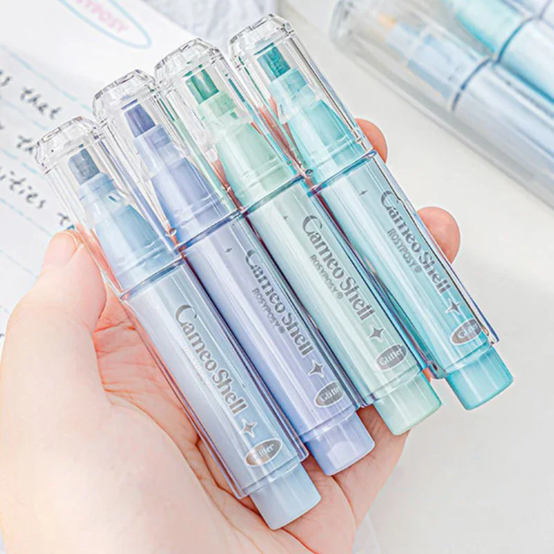 4 قطعة/المجموعة/مجموعة علامات هايلايتر لامعة أدوات مكتبية كاواي للعودة إلى اللوازم المدرسية لرسم الكتابة على الجدران ملحقات المدرسة