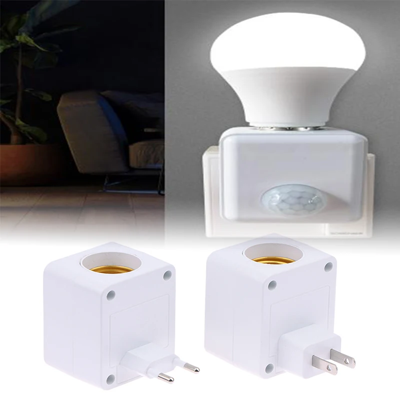 1Pcs AC110-240V Wall Mounted LED Human Infrared Sensor Lamp Holder Intelligent Delay E27 Screw Port Sensor Lamp Head Adapter